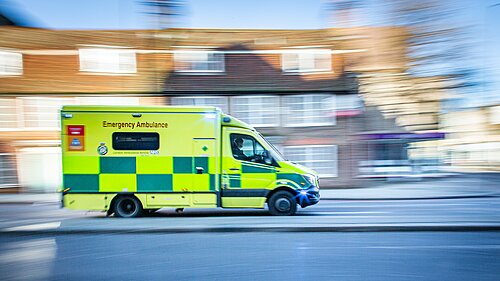 Ambulance travelling at speed